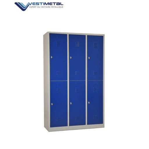Vestiaire bi place 6 cases monobloc - L 40 cm